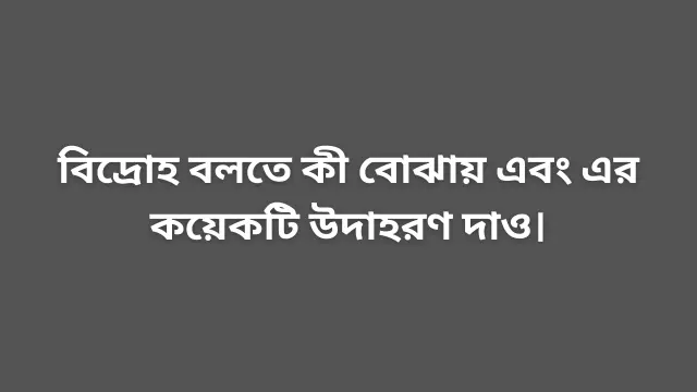 বিদ্রোহ বলতে কী বোঝায় এবং এর কয়েকটি উদাহরণ দাও।