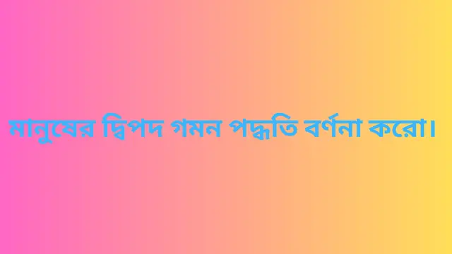 মানুষের দ্বিপদ গমন পদ্ধতি বর্ণনা করো।