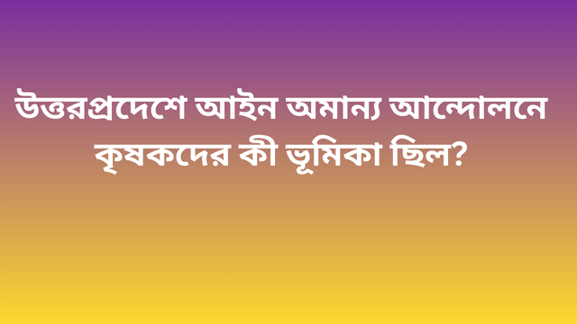 উত্তরপ্রদেশে আইন অমান্য আন্দোলনে কৃষকদের কী ভূমিকা ছিল?